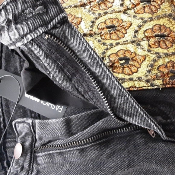 Fashion Nova Floral Brocade Wide Leg Jeans women 7 Y2K festival rodeo boho retro - Picture 7 of 12